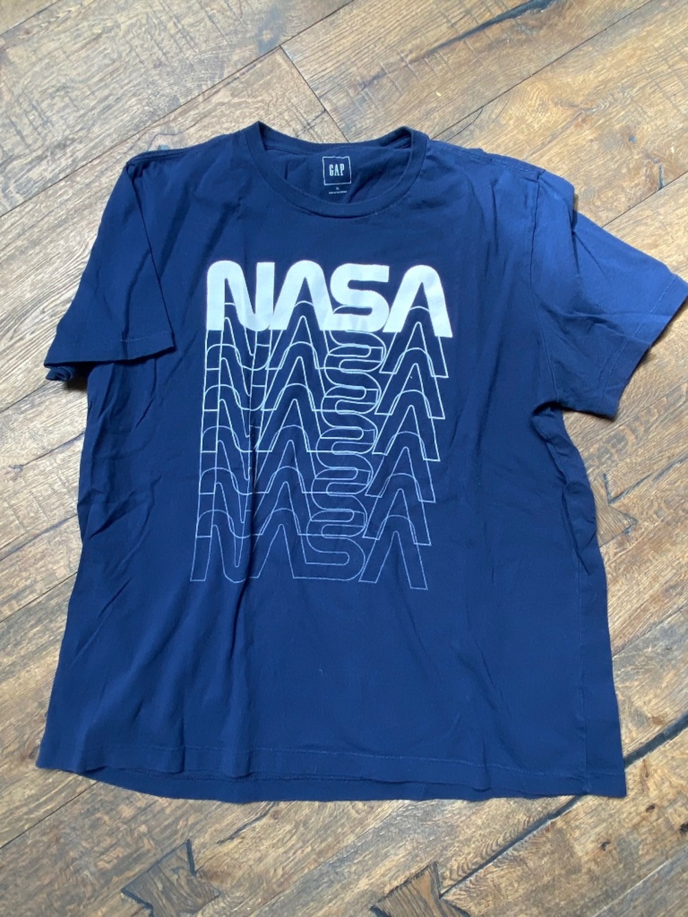 GAP Men's XL Navy Blue NASA Echo Graphic T-Shirt Short Sleeve Crew Neck